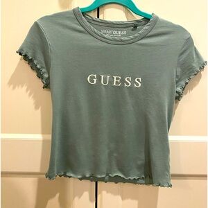 Guess Women’s Sz Small Cropped Short Sleeve T Shirt in Green Top Summer